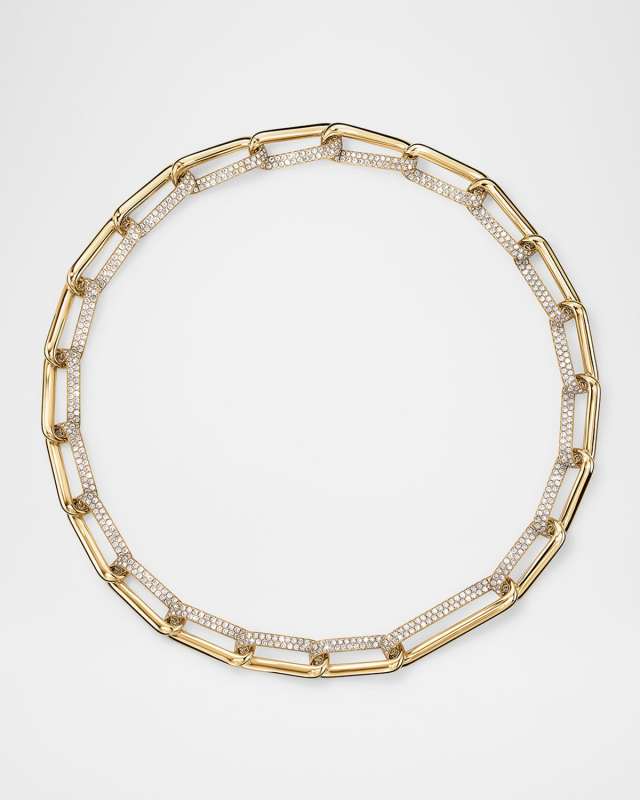 Inside Out Elongated Diamond Link Necklace